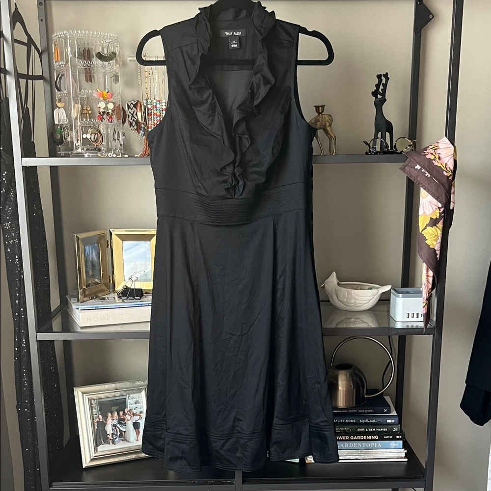 White House Black Market Black Ruffled Mini Dress